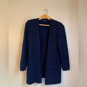 St. John Basics Santana Knit Cardigan navy blue
